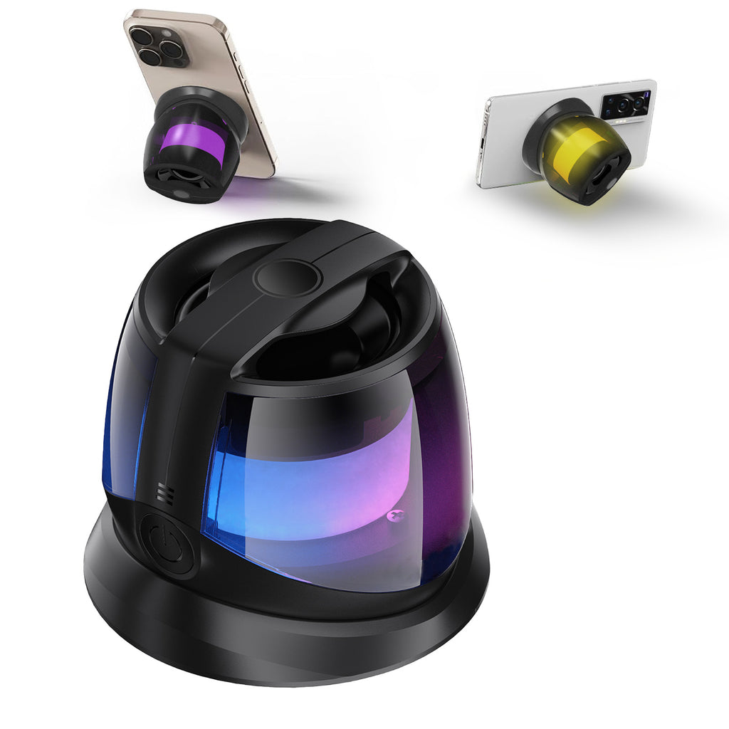 Magnetic Bluetooth Speaker, Phone Stand Bluetooth Speaker Magnet to iPhone, RGB Lights, Mini Wireless Speaker for Party, Outdoor, Travel, Gifts
