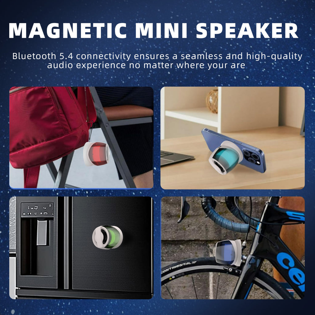 Magnetic Bluetooth Speaker, Phone Stand Bluetooth Speaker Magnet to iPhone, RGB Lights, Mini Wireless Speaker for Party, Outdoor, Travel, Gifts, White