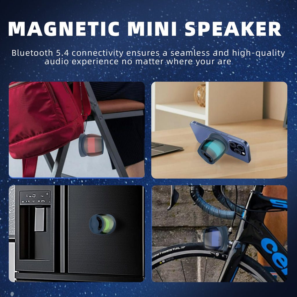 Magnetic Bluetooth Speaker, Phone Stand Bluetooth Speaker Magnet to iPhone, RGB Lights, Mini Wireless Speaker for Party, Outdoor, Travel, Gifts, Blue