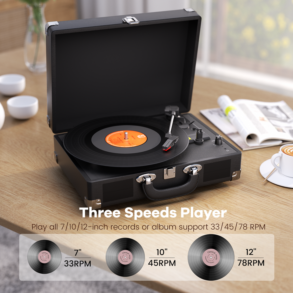 MAIO Bluetooth Vinyl Record Player, 3-Speed Turntable with Speakers
