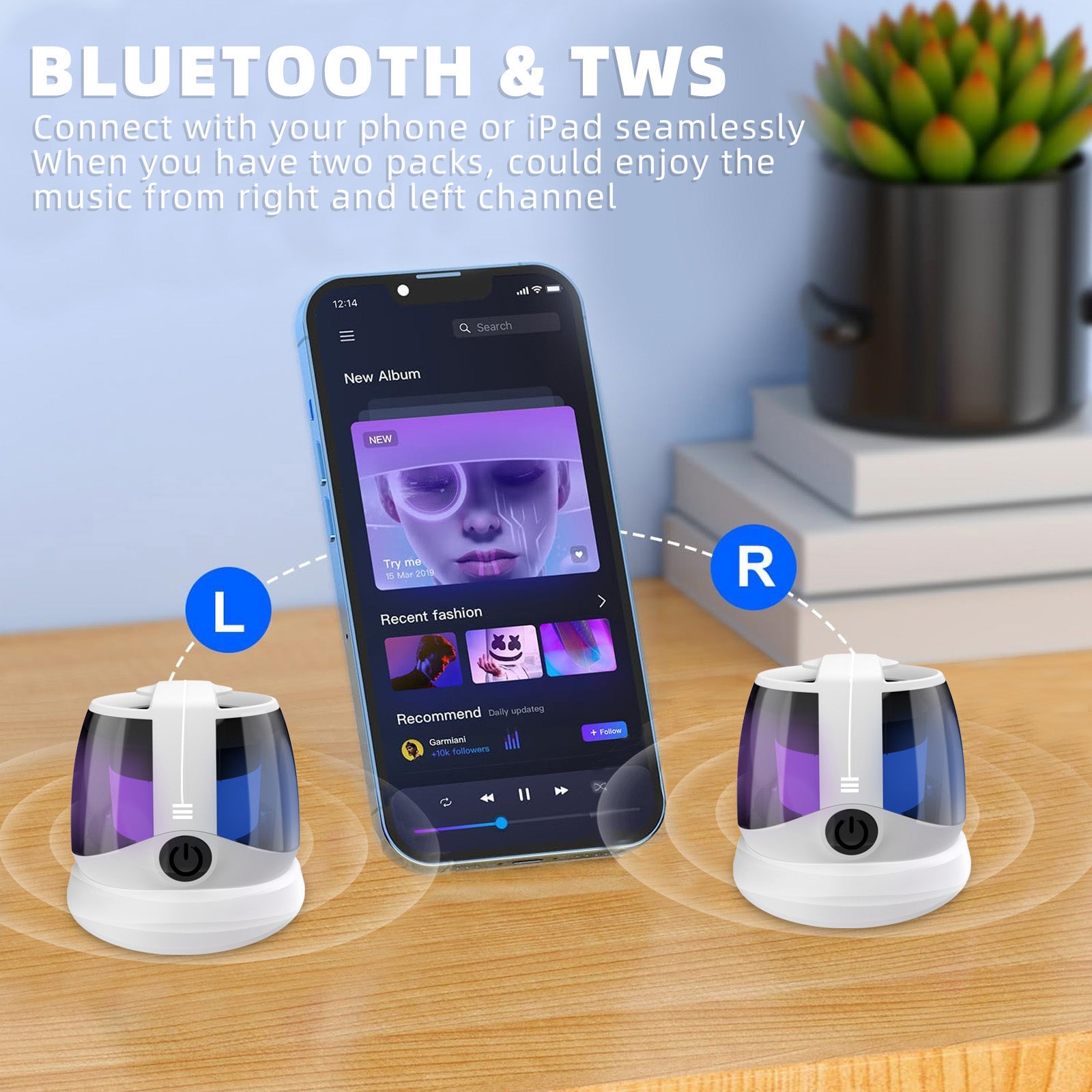 Magnetic Bluetooth Speaker, Phone Stand Bluetooth Speaker Magnet to iPhone, RGB Lights, Mini Wireless Speaker for Party, Outdoor, Travel, Gifts, White