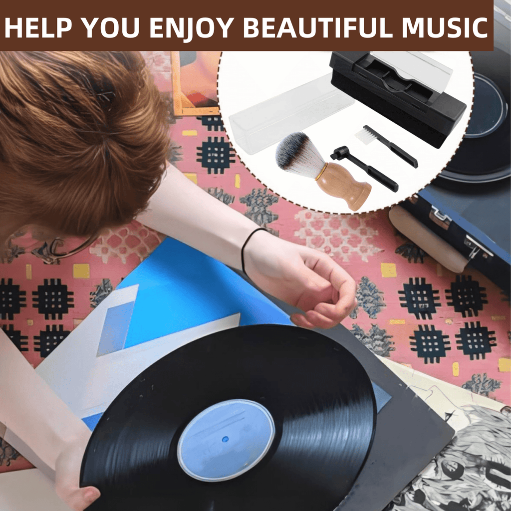 Vinyl Record Cleaner Kit, 4 in 1 Vinyl Records Cleaning Kit Includes Soft Velvet Record Brush, Cleaning Liquid, Stylus Brush, Cleaning Brush, Anti Static Dust Cleaner