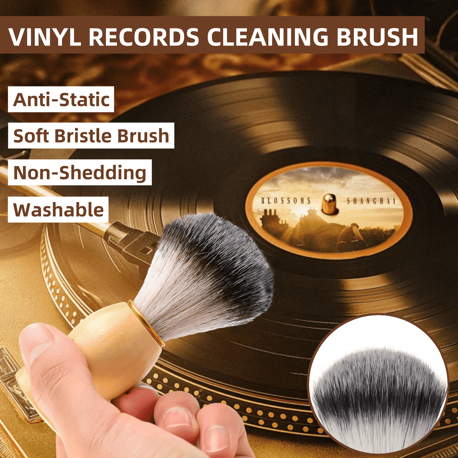Vinyl Record Cleaner Kit, 4 in 1 Vinyl Records Cleaning Kit Includes Soft Velvet Record Brush, Cleaning Liquid, Stylus Brush, Cleaning Brush, Anti Static Dust Cleaner