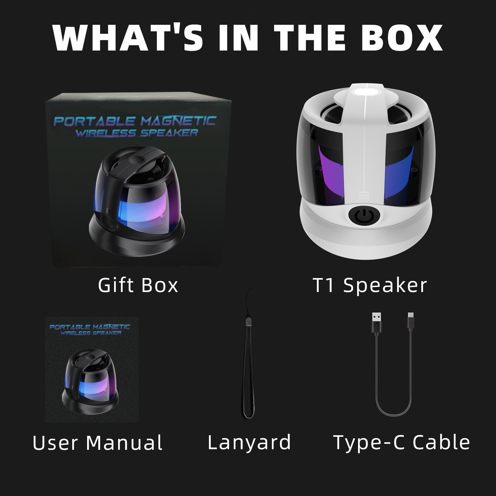 Magnetic Bluetooth Speaker, Phone Stand Bluetooth Speaker Magnet to iPhone, RGB Lights, Mini Wireless Speaker for Party, Outdoor, Travel, Gifts, White
