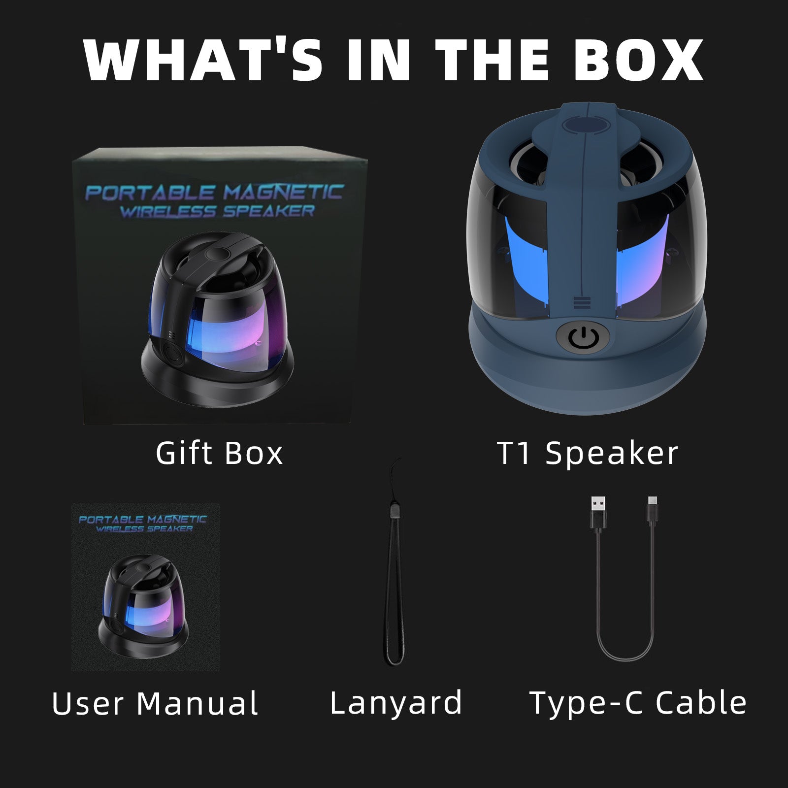 Magnetic Bluetooth Speaker, Phone Stand Bluetooth Speaker Magnet to iPhone, RGB Lights, Mini Wireless Speaker for Party, Outdoor, Travel, Gifts, Blue