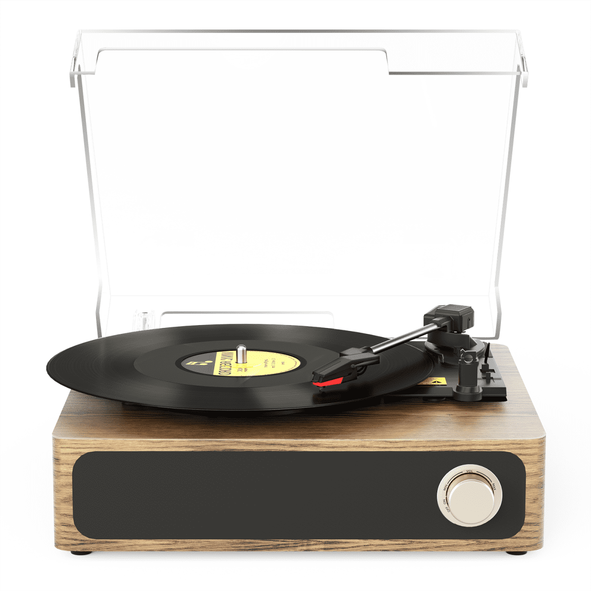 MAIO Record Player, Bluetooth Vintage Audio Turntables 3-Speed 33/45/78RPM Vinyl Spinner with Speakers, Headphone Jack, USB, AUX-in and RCA, Log Wood