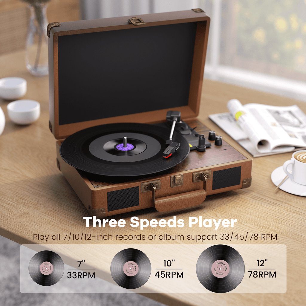 MAIO Turntable Record Player, 3-Speed 33/45/78RPM Vinyl Spinner with 2 Built-in Stereo Speakers, Headphone Jack, USB, AUX-IN, RCA-Out and Recording