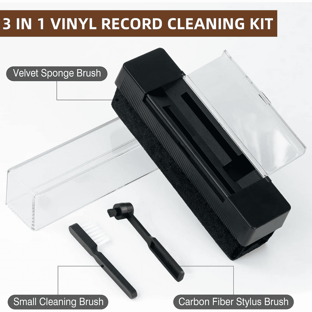 Vinyl Record Cleaner Kit, 4 in 1 Vinyl Records Cleaning Kit Includes Soft Velvet Record Brush, Cleaning Liquid, Stylus Brush, Cleaning Brush, Anti Static Dust Cleaner