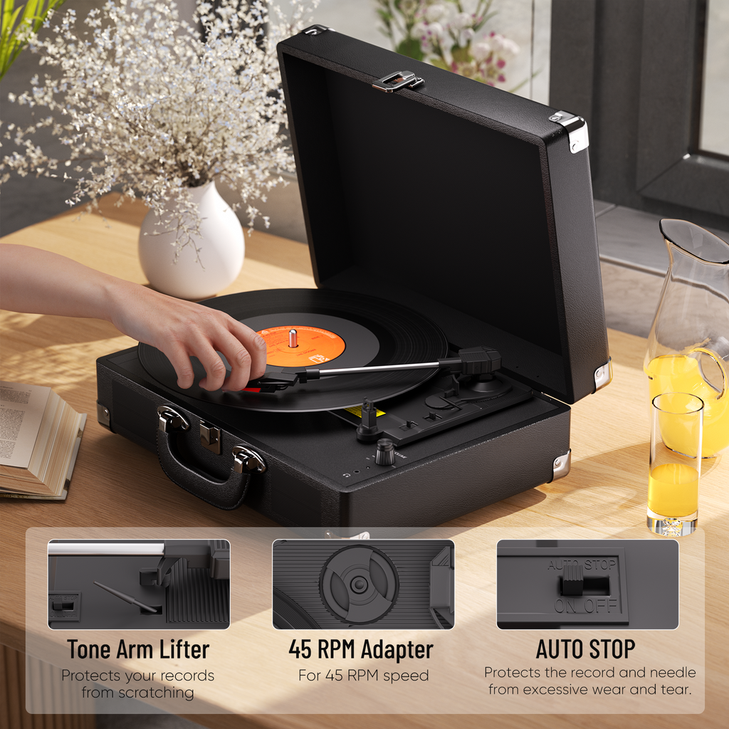 MAIO Bluetooth Vinyl Record Player, 3-Speed Turntable with Speakers