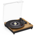 Turntable Record Player with 3-Speed Belt-Drive, Vinyl Records Player with Built-in Speakers and Bluetooth, RCA/AUX/Headphone Out, Auto Off