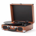 MAIO Vinyl Record Player, 3-Speed Bluetooth Vintage Turntable, Record Player with Speakers RCA Line Out AUX in Headphone Jack, Brown Silver