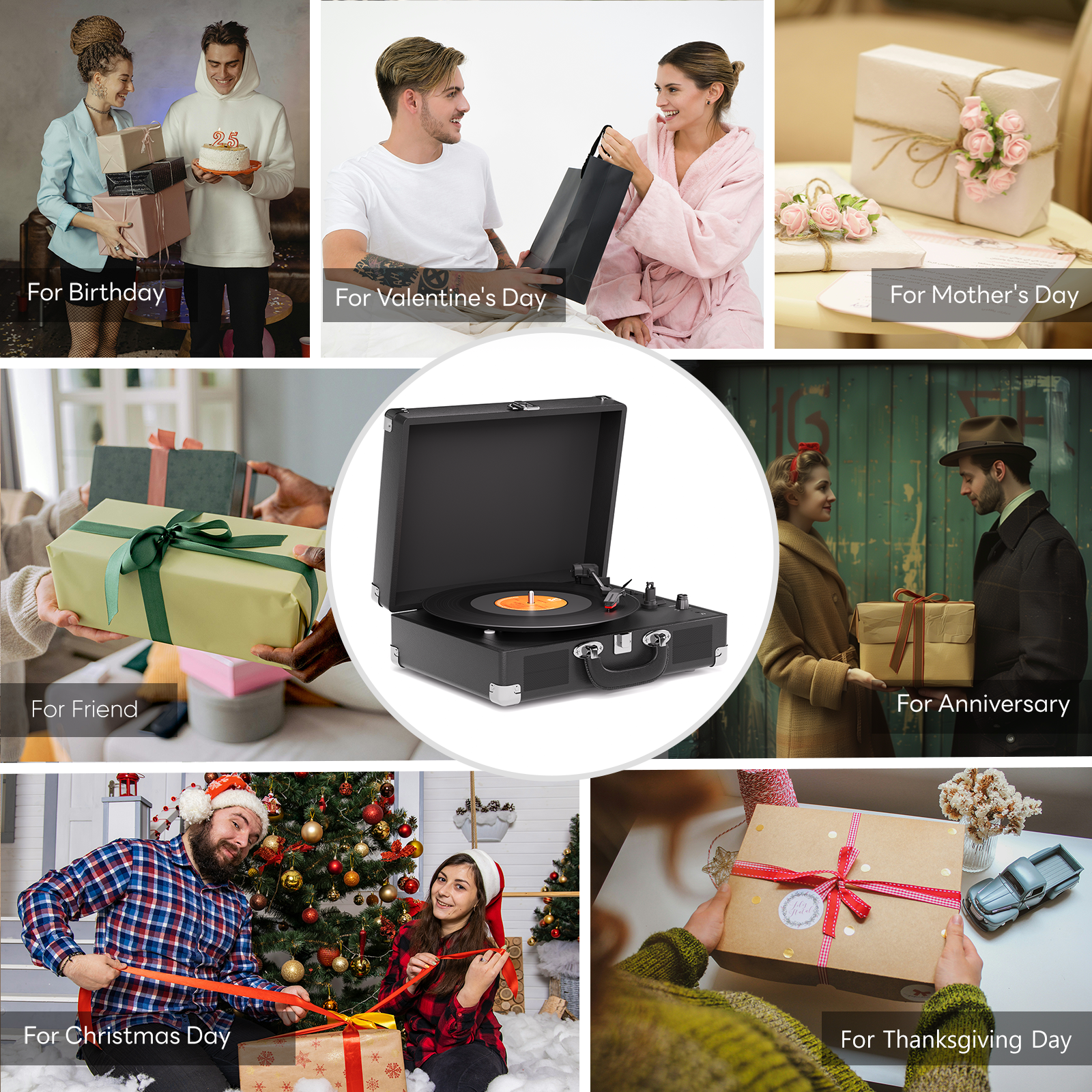 MAIO Turntable Record Player, 3-Speed 33/45/78RPM Vinyl Spinner with 2 Built-in Stereo Speakers, Headphone Jack, USB, AUX-IN, RCA-Out and Recording