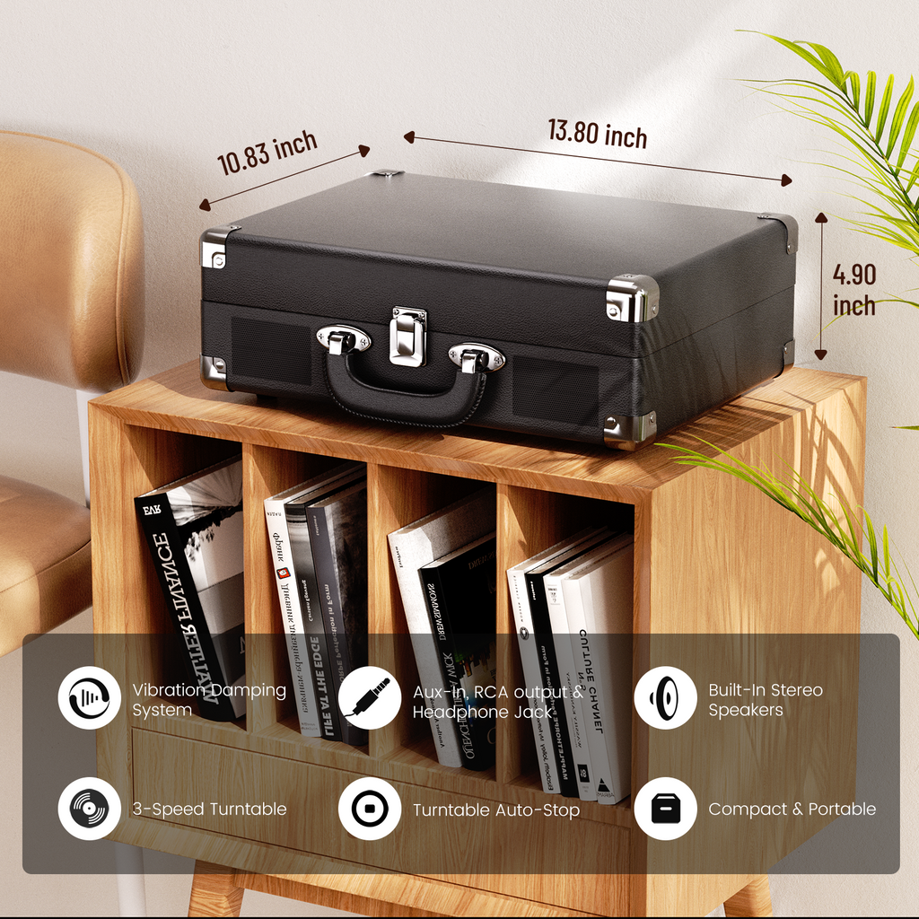 MAIO Bluetooth Vinyl Record Player, 3-Speed Turntable with Speakers